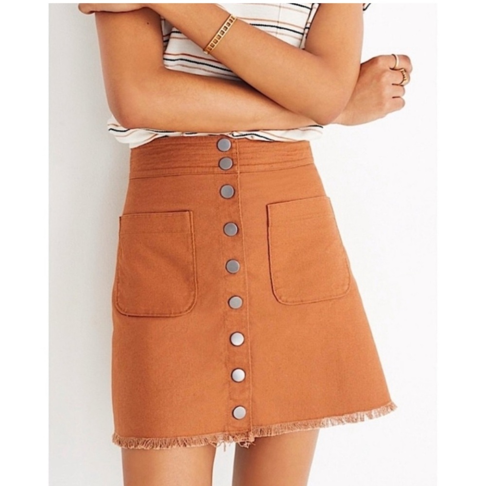 Madewell Brown Button-Front Mini Skirt